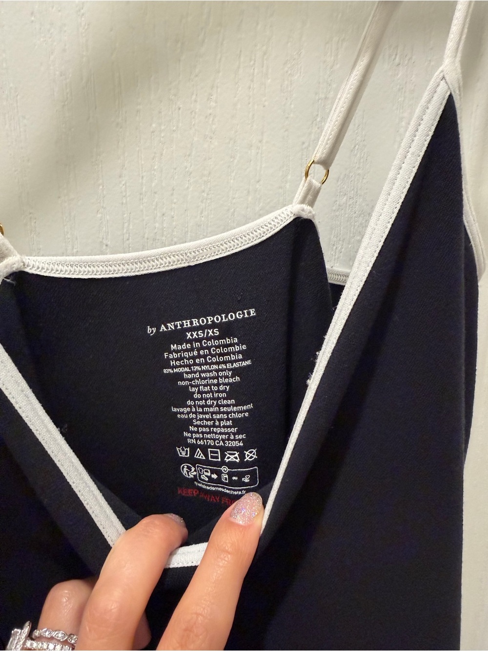Anthropologie Black Tank Dress with White Trim